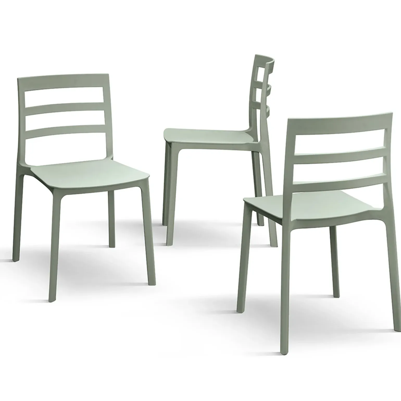 Sedia da pranzo impilabile moderna in polipropilene verde Nature