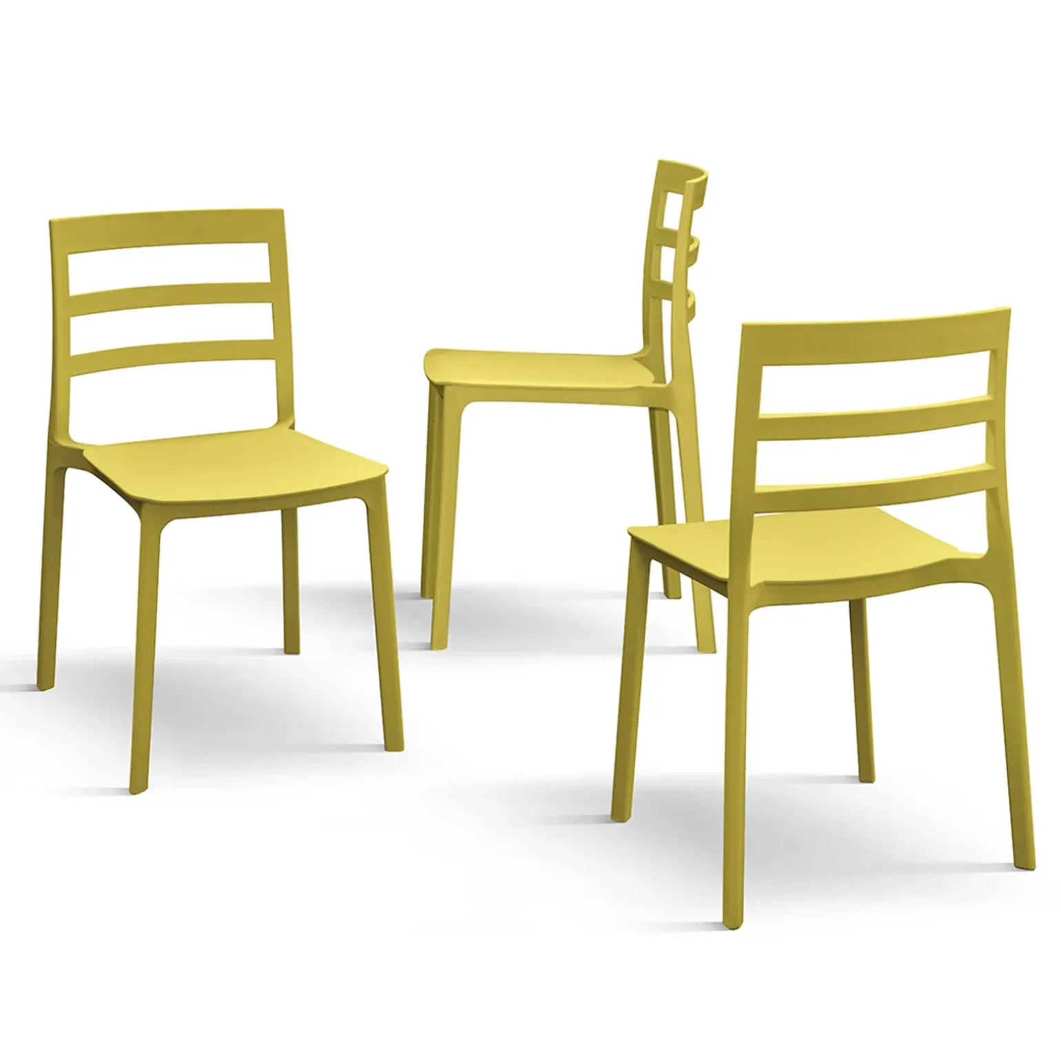 Sedia da pranzo impilabile moderna in polipropilene giallo Nature