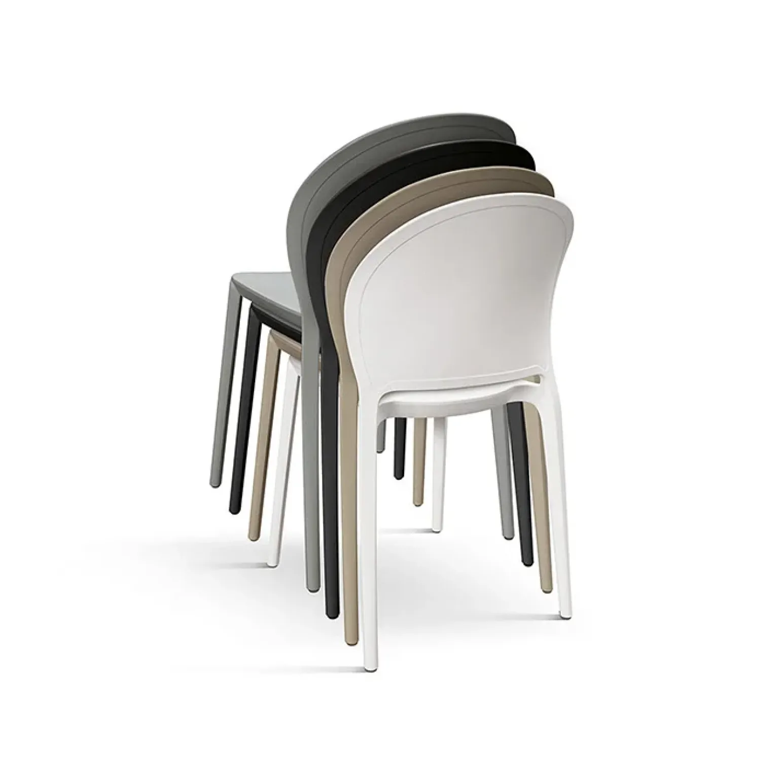 Sedia da pranzo impilabila moderne in polipropilene nero Pelican