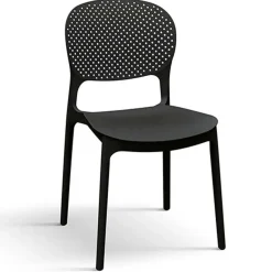 Sedia da pranzo impilabile moderna in polipropilene nero Elbow