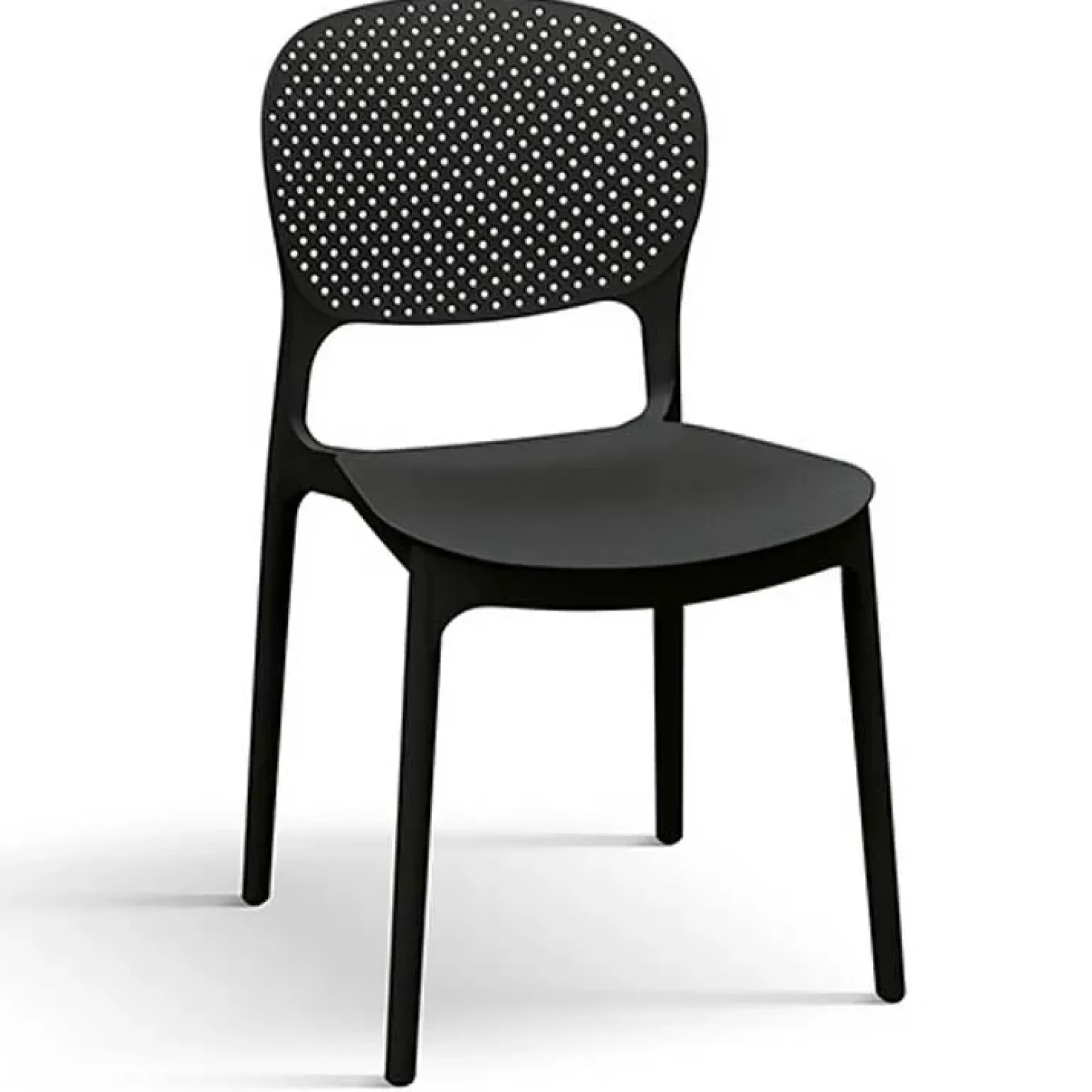Sedia da pranzo impilabile moderna in polipropilene nero Elbow
