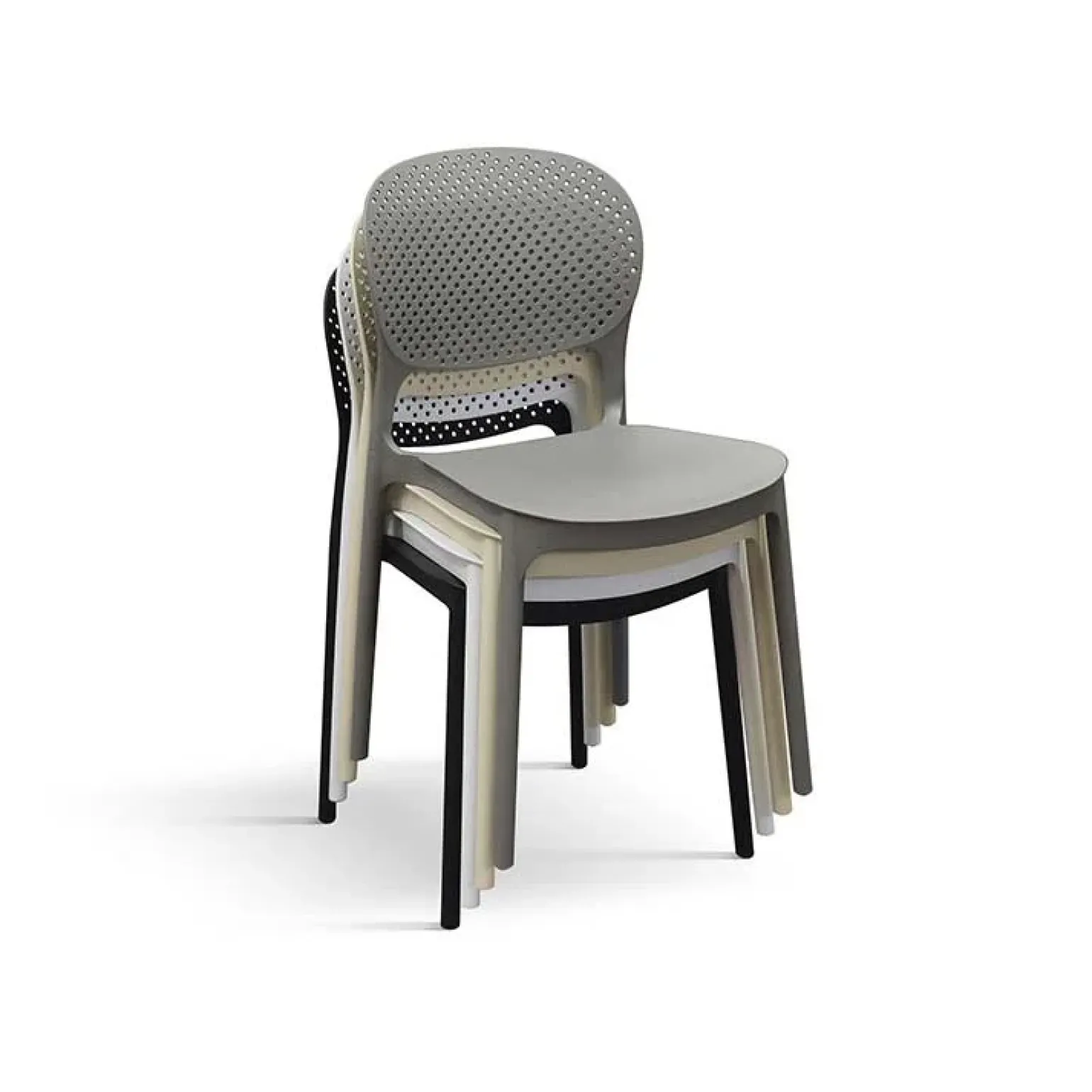 Sedia da pranzo impilabile moderna in polipropilene nero Elbow