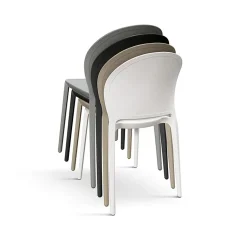 Sedia da pranzo impilabile moderna in polipropilene grigio Pelican