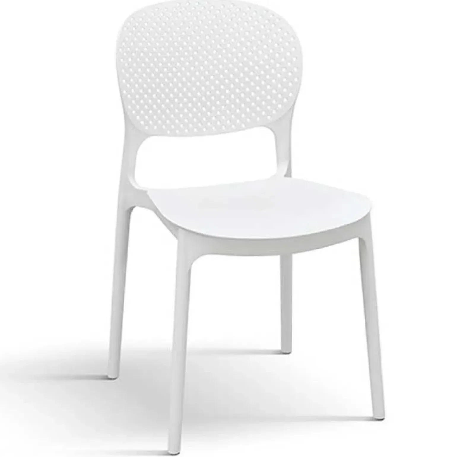 Sedia da pranzo impilabile moderna in polipropilene bianco Elbow