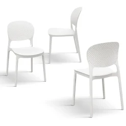 Sedia da pranzo impilabile moderna in polipropilene bianco Elbow