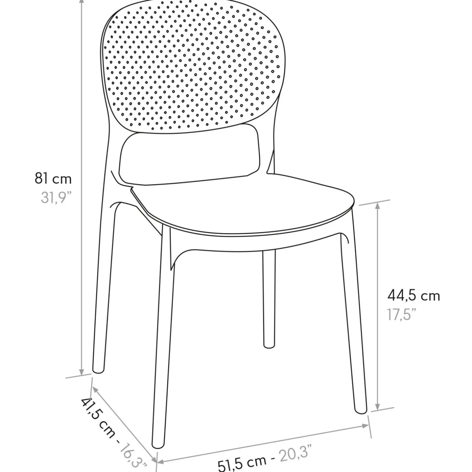 Sedia da pranzo impilabile moderna in polipropilene bianco Elbow
