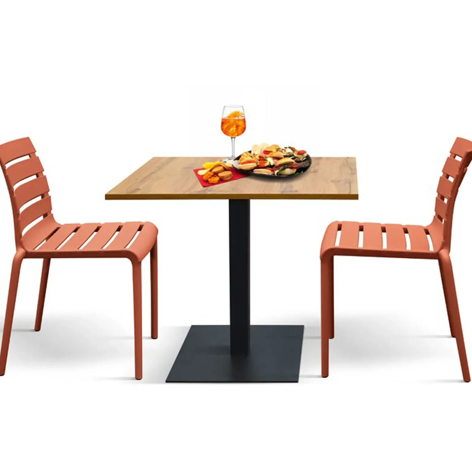 Sedia da pranzo impilabile moderna in polipropilene arancio Cesca