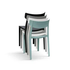 Sedia da pranzo impilabile moderna in polipropilene bianco Hans