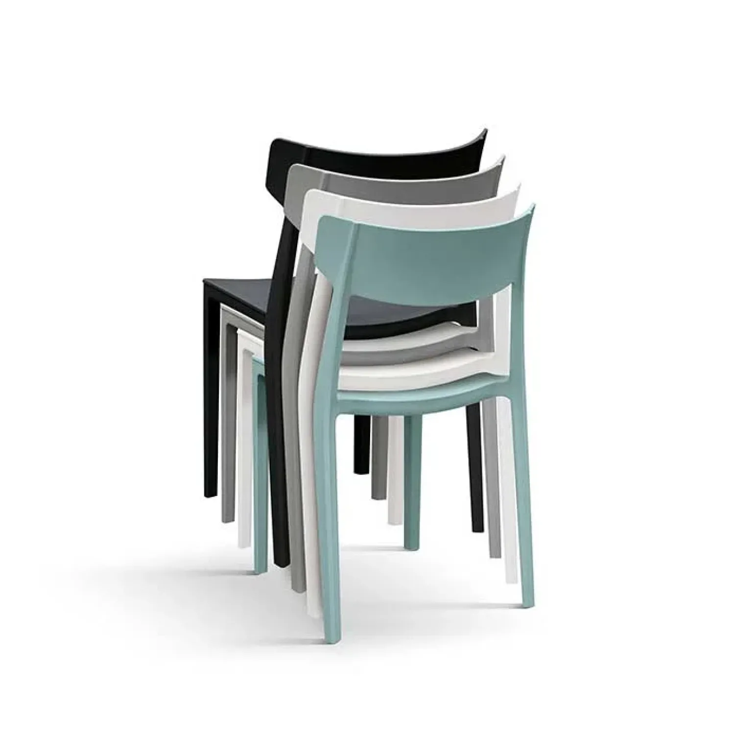 Sedia da pranzo impilabile moderna in polipropilene bianco Hans