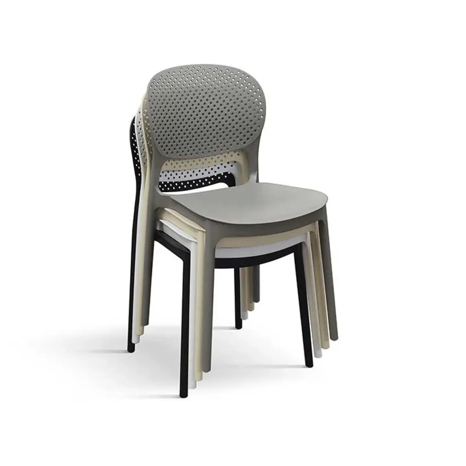 Sedia da pranzo impilabile moderna in polipropilene grigio Elbow