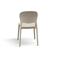 Sedia da pranzo impilabile moderna in polipropilene tortora Elbow