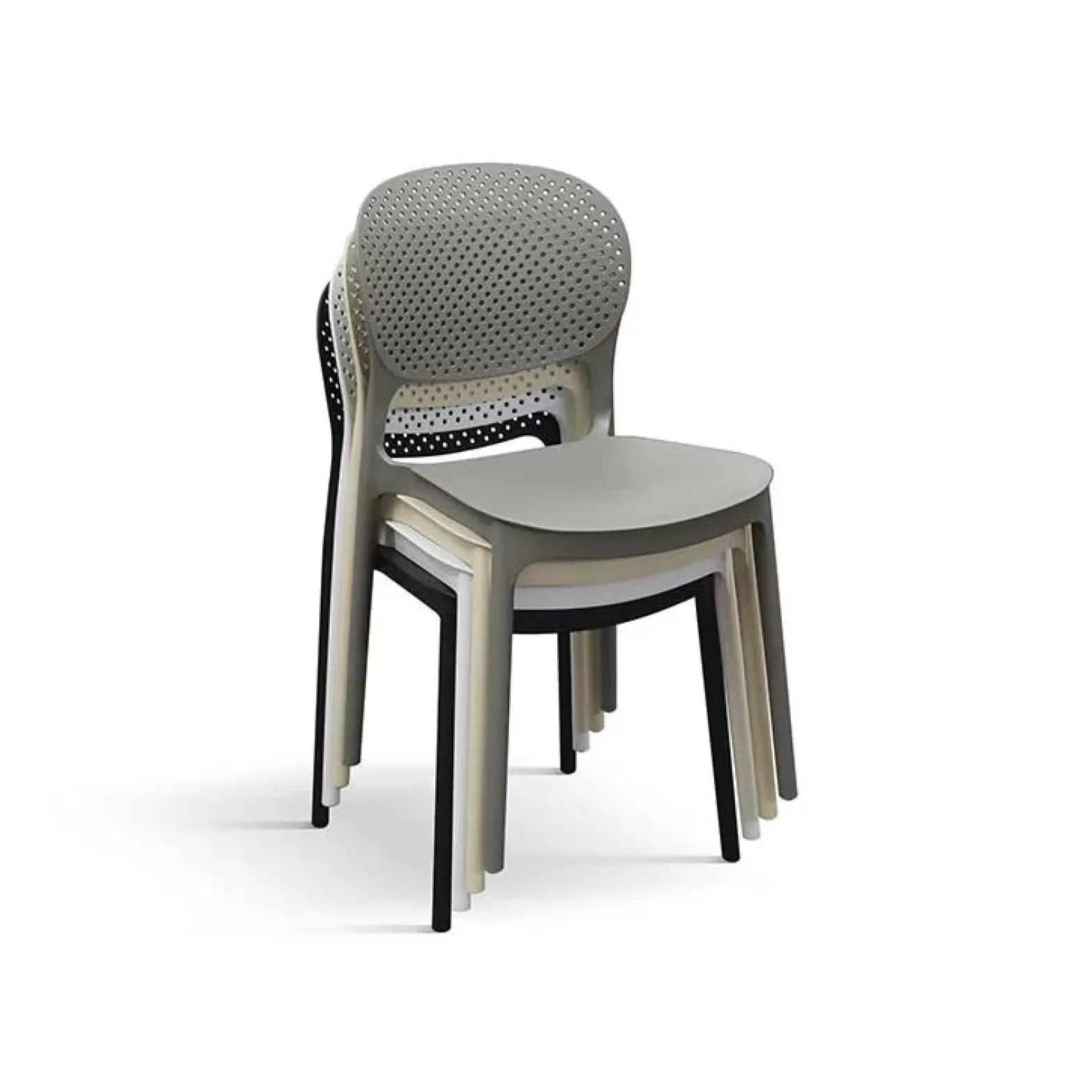 Sedia da pranzo impilabile moderna in polipropilene tortora Elbow