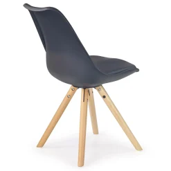 Sedia da pranzo in ecopelle design moderno gambe in legno nero rovere Nives