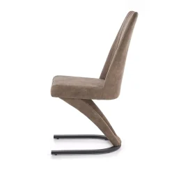 Sedia da pranzo in ecopelle design moderno marrone Moka