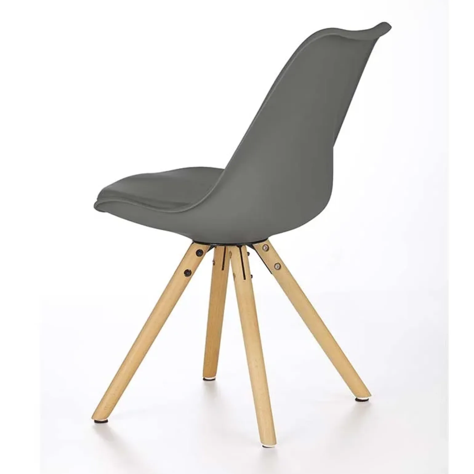 Sedia da pranzo in ecopelle design moderno gambe in legno grigio rovere Nives