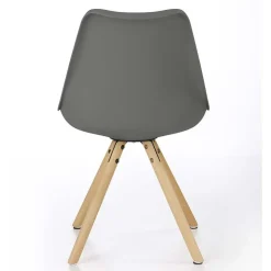 Sedia da pranzo in ecopelle design moderno gambe in legno grigio rovere Nives
