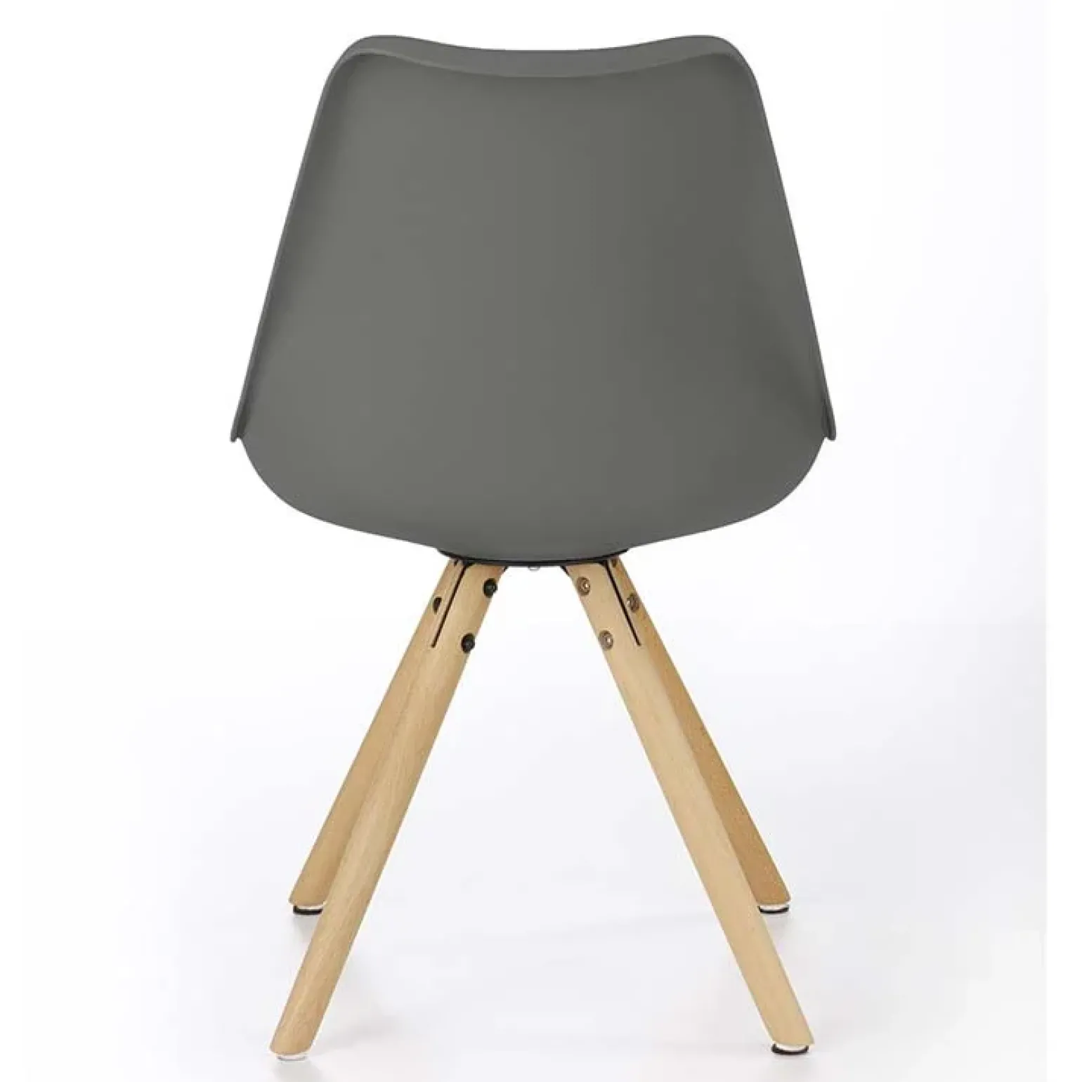 Sedia da pranzo in ecopelle design moderno gambe in legno grigio rovere Nives