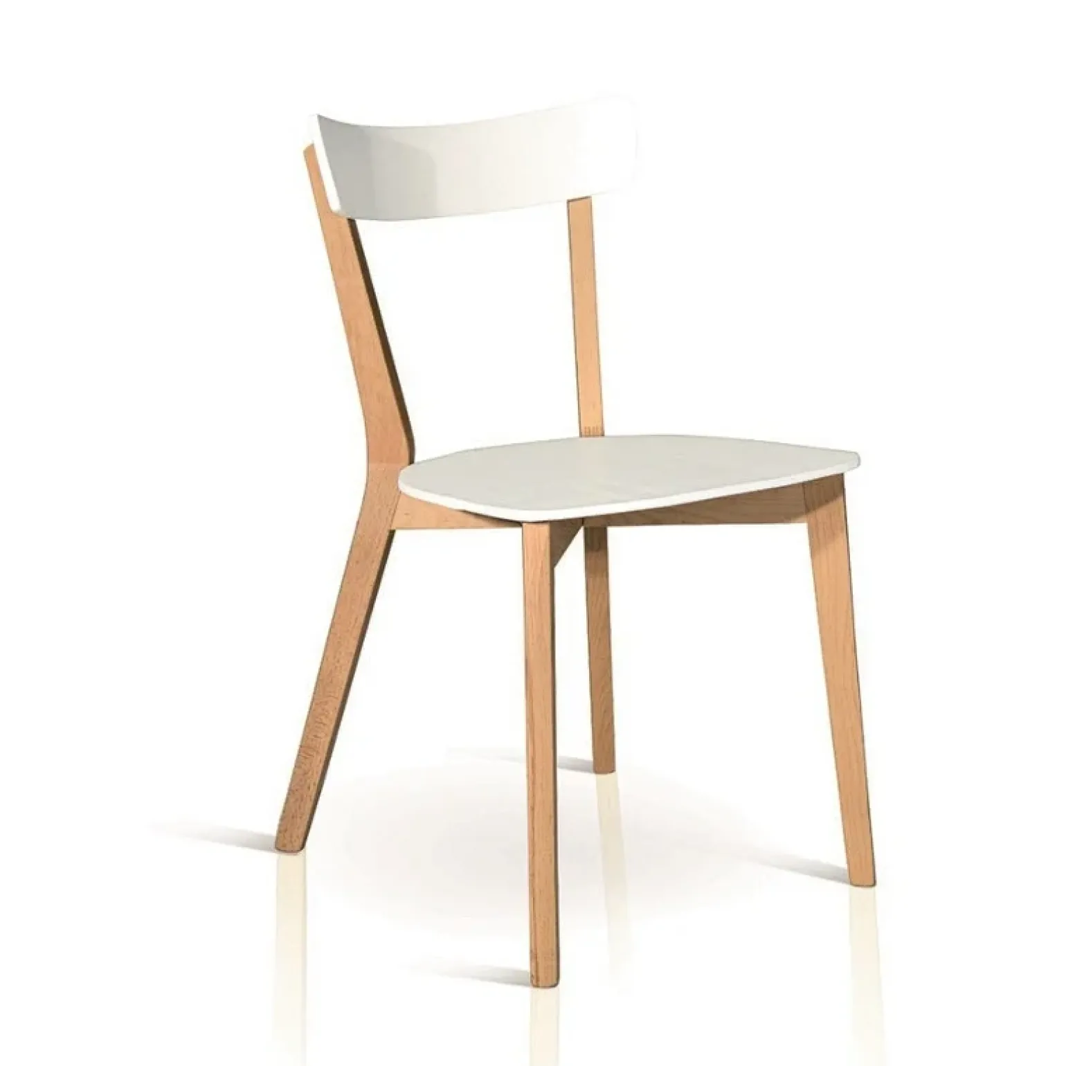 Sedia da pranzo in stile scandinavo rovere bianco opaco Brianna