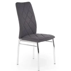 Sedia da pranzo in tessuto grigio scuro con gambe in metallo Amanda