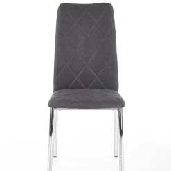 Sedia da pranzo in tessuto grigio scuro con gambe in metallo Amanda