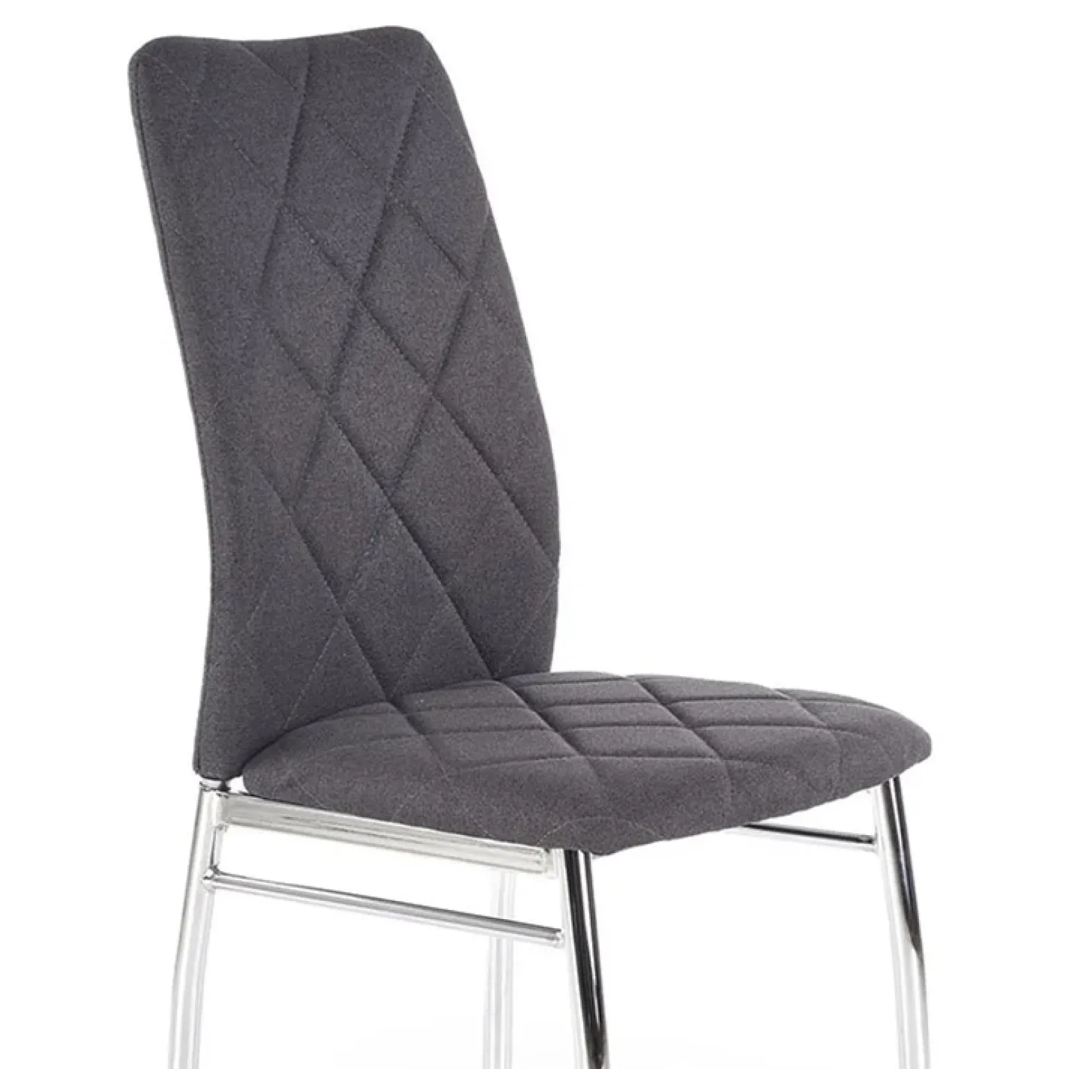 Sedia da pranzo in tessuto grigio scuro con gambe in metallo Amanda