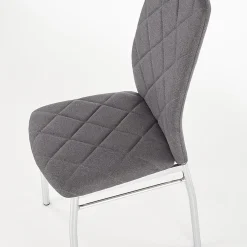 Sedia da pranzo in tessuto grigio scuro con gambe in metallo Amanda