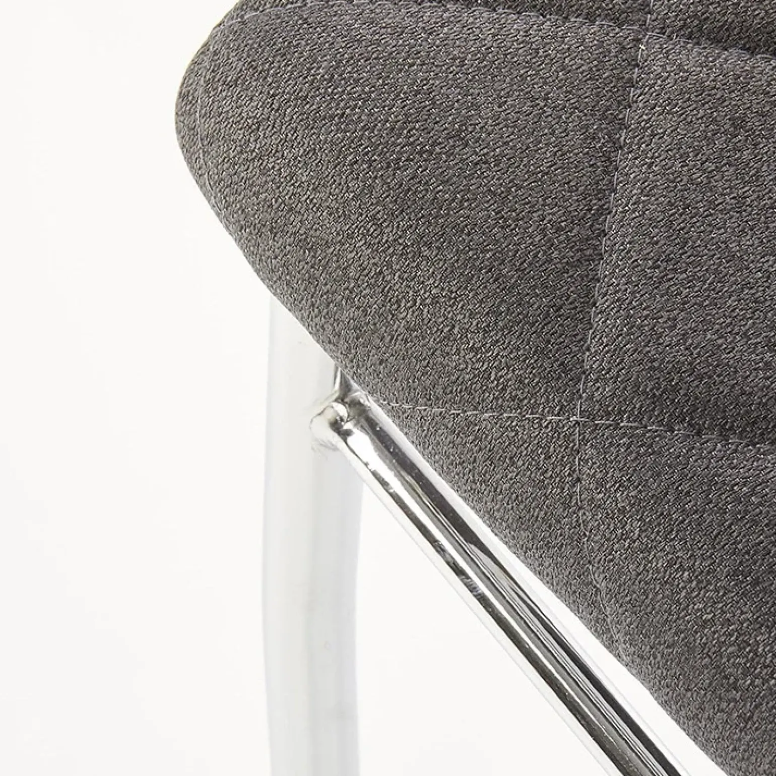 Sedia da pranzo in tessuto grigio scuro con gambe in metallo Amanda