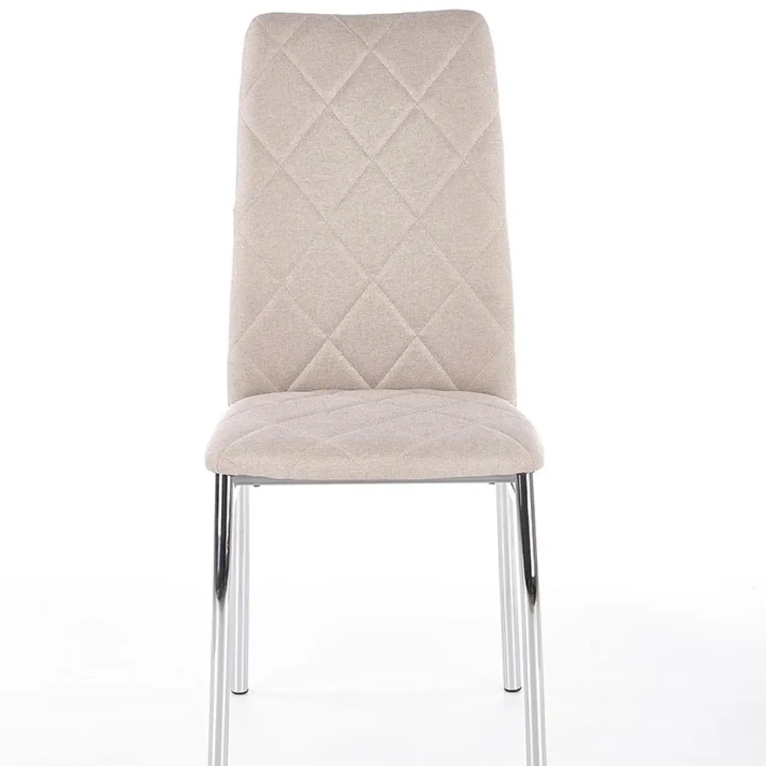 Sedia da pranzo in tessuto beige con gambe in metallo Amanda