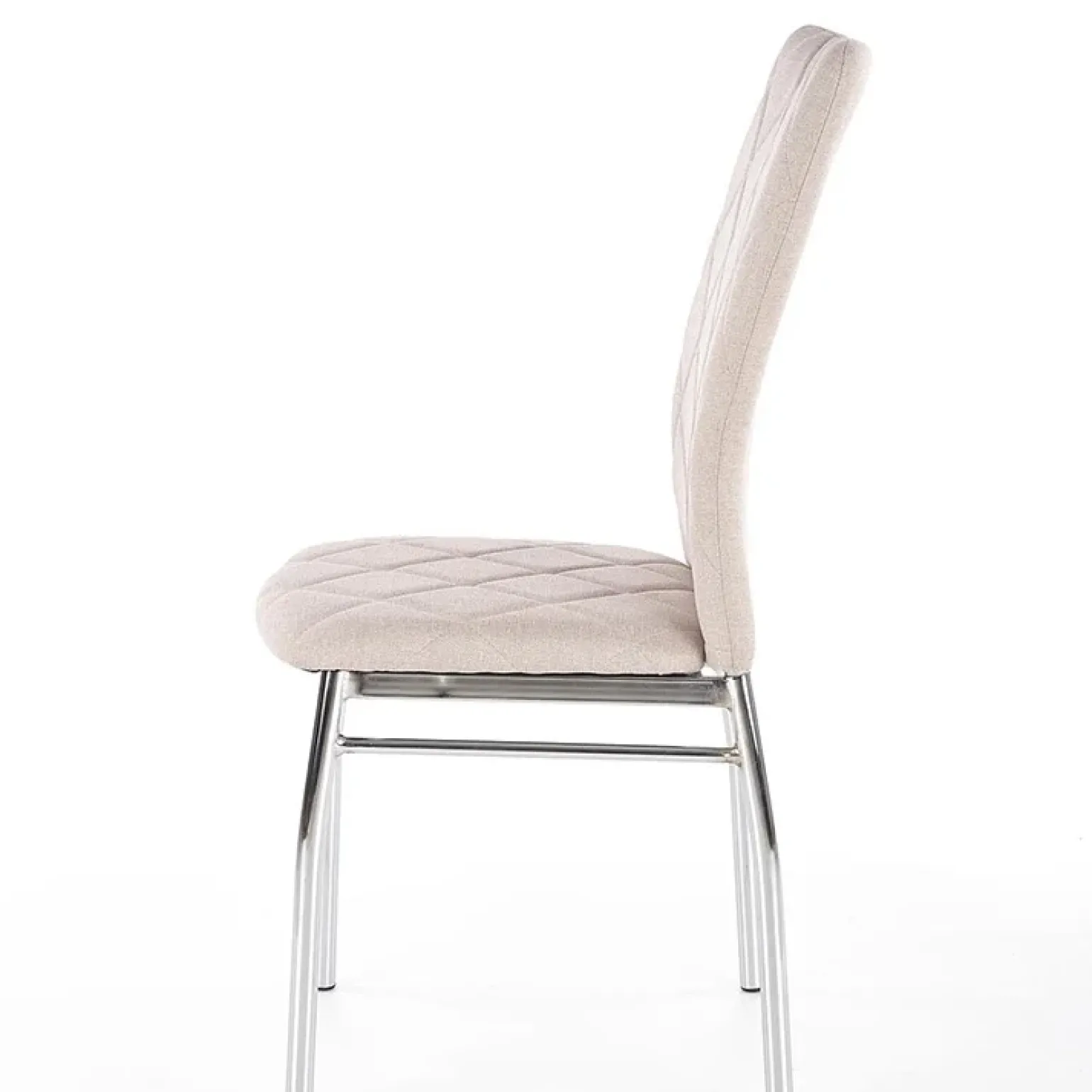 Sedia da pranzo in tessuto beige con gambe in metallo Amanda