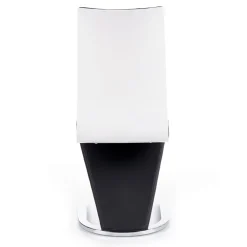 Sedia da pranzo moderna in ecopelle nero bianco gamba in acciaio Elina
