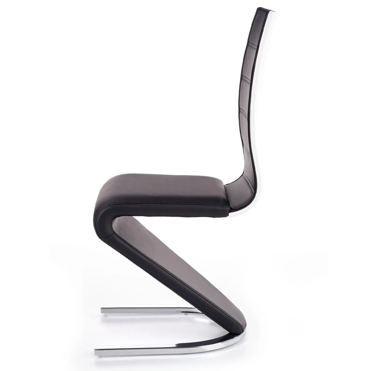 Sedia da pranzo moderna in ecopelle nero bianco gamba in acciaio Elina