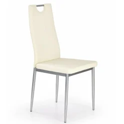 Sedia da pranzo moderna in ecopelle bianco avorio con gambe in acciaio Ginevra Gihome®