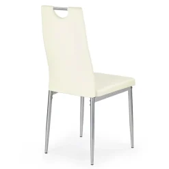 Sedia da pranzo moderna in ecopelle bianco avorio con gambe in acciaio Ginevra Gihome®