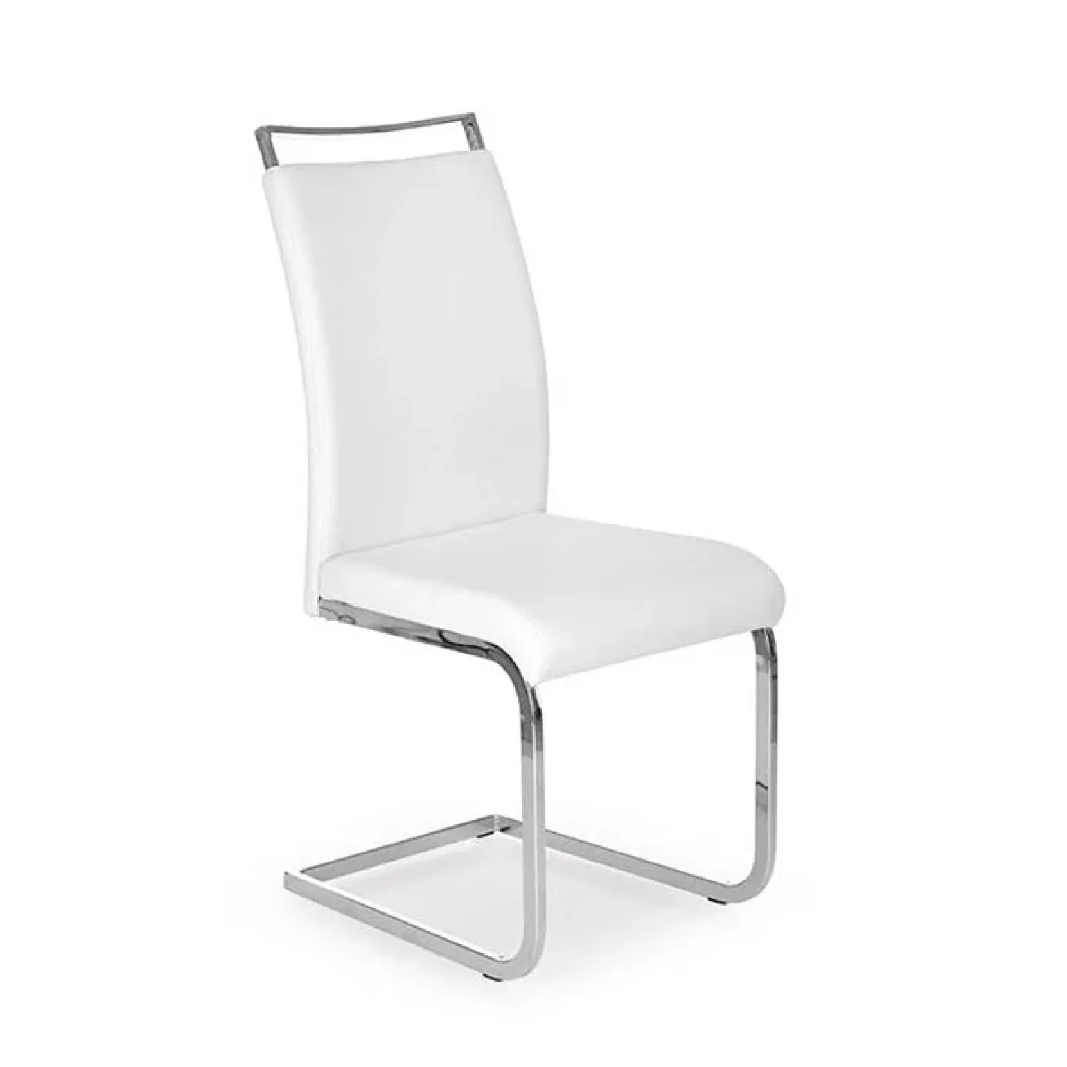 Sedia da pranzo moderna in ecopelle bianco e acciaio cromato Adelaide Gihome®