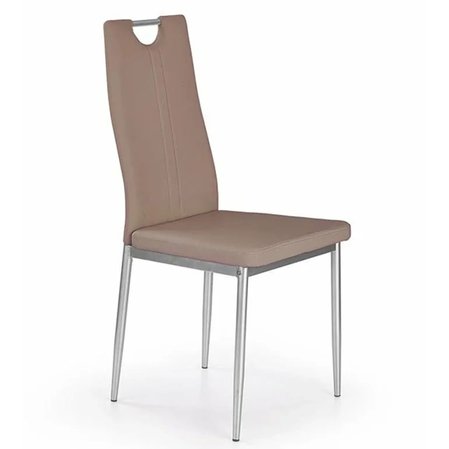 Sedia da pranzo moderna in ecopelle marrone con gambe in acciaio Ginevra Gihome®