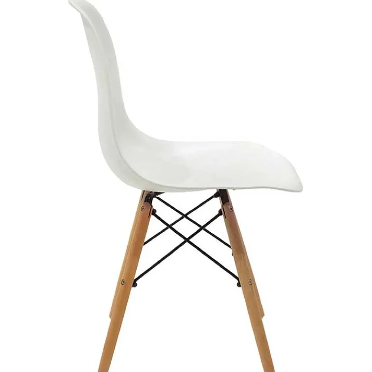 Sedia da pranzo stile scandinavo in polipropilene bianco gambe legno Efesto
