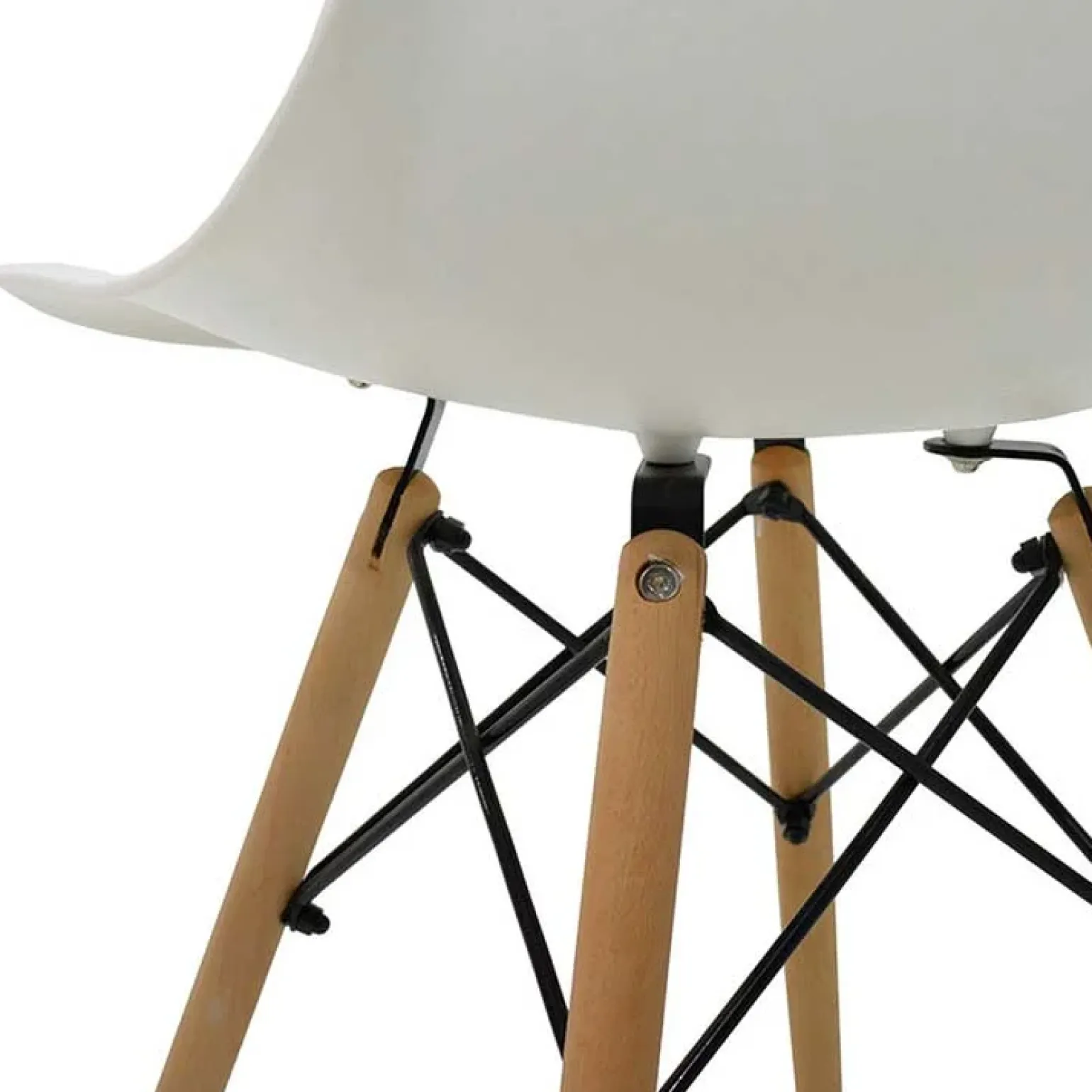 Sedia da pranzo stile scandinavo in polipropilene bianco gambe legno Efesto