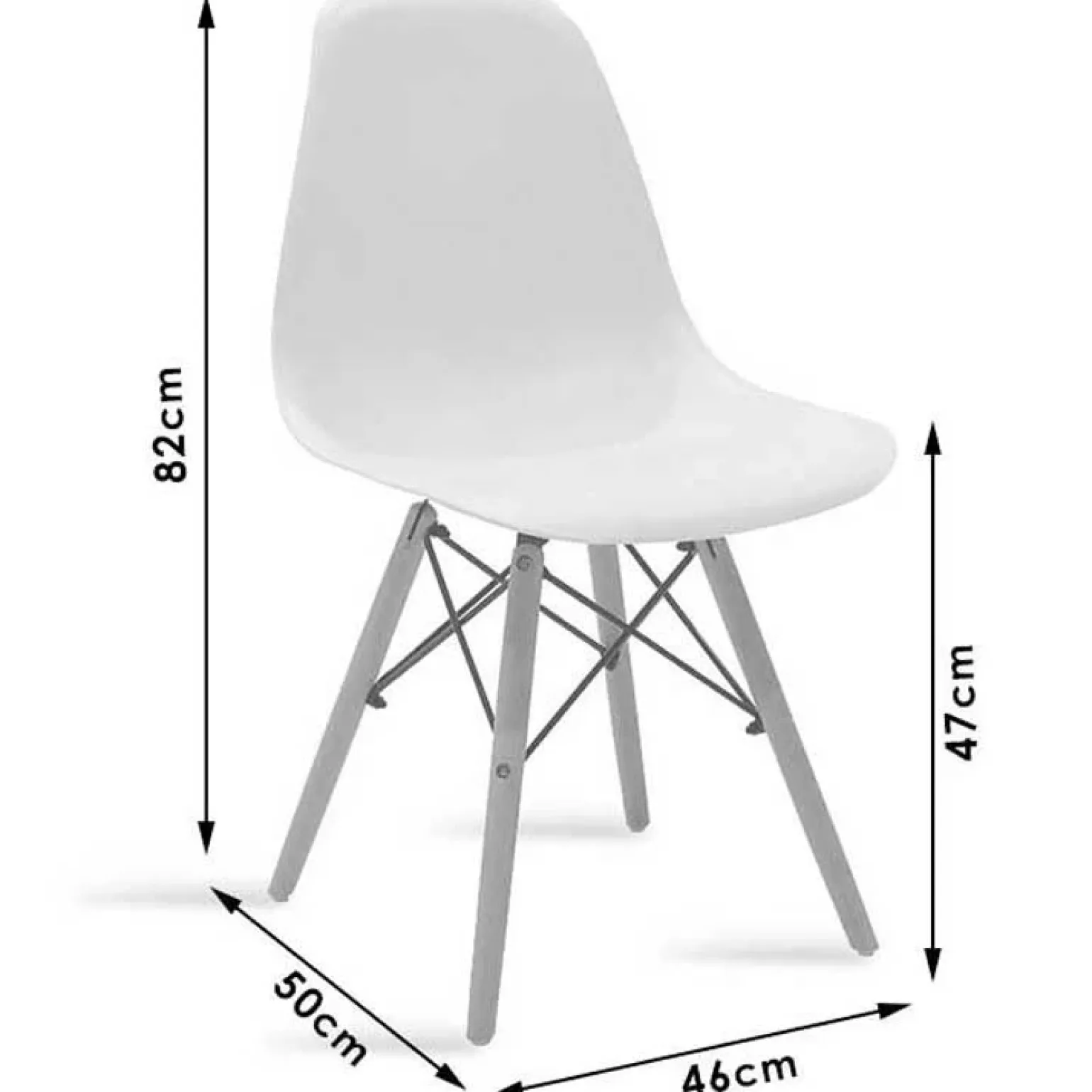 Sedia da pranzo stile scandinavo in polipropilene bianco gambe legno Efesto