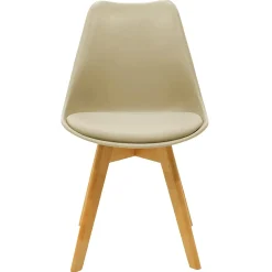 Sedia da pranzo stile scandinavo imbottita beige gambe legno Riccia