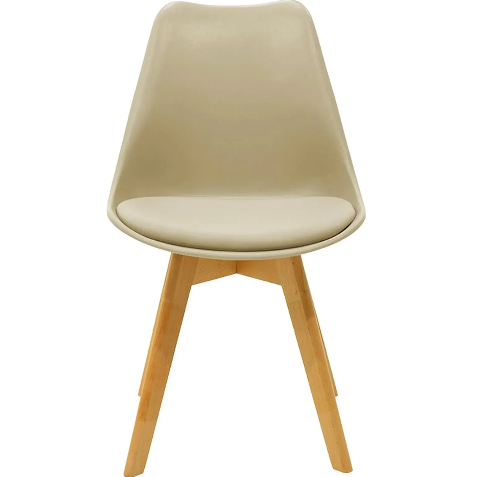 Sedia da pranzo stile scandinavo imbottita beige gambe legno Riccia