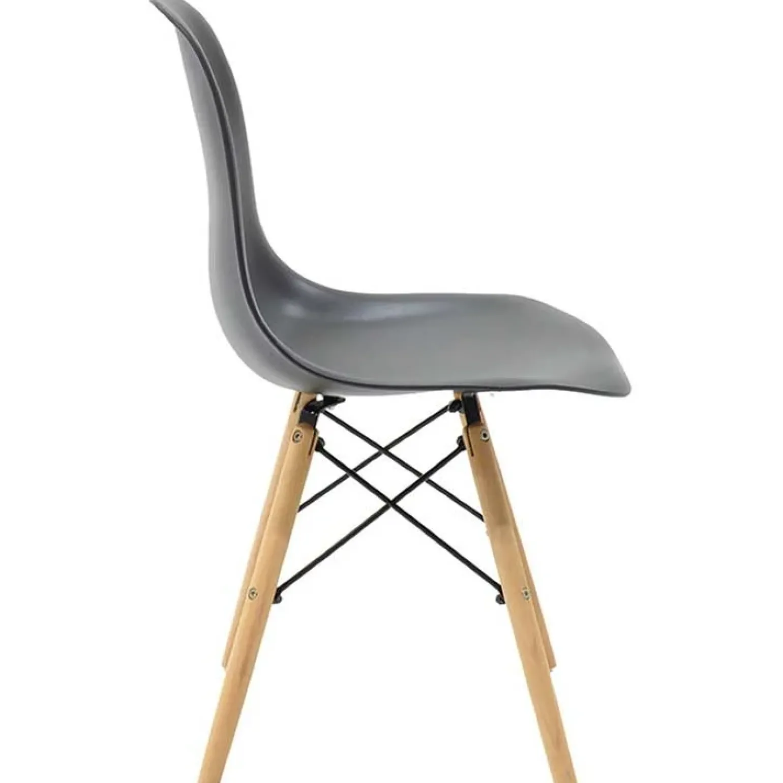 Sedia da pranzo stile scandinavo in polipropilene nero gambe legno Efesto