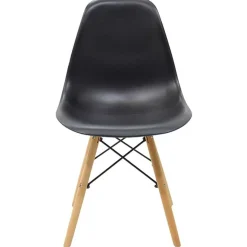 Sedia da pranzo stile scandinavo in polipropilene nero gambe legno Efesto