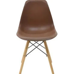 Sedia da pranzo stile scandinavo in polipropilene marrone gambe legno Efesto