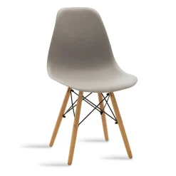 Sedia da pranzo stile scandinavo in polipropilene grigio gambe legno Efesto