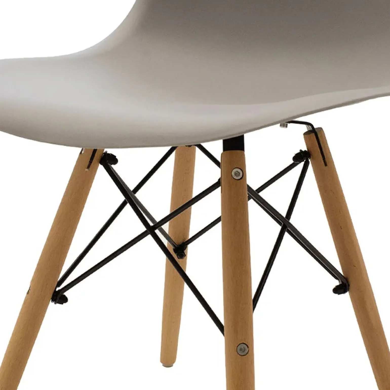 Sedia da pranzo stile scandinavo in polipropilene grigio gambe legno Efesto