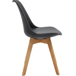 Sedia da pranzo stile scandinavo imbottita nero gambe legno Riccia
