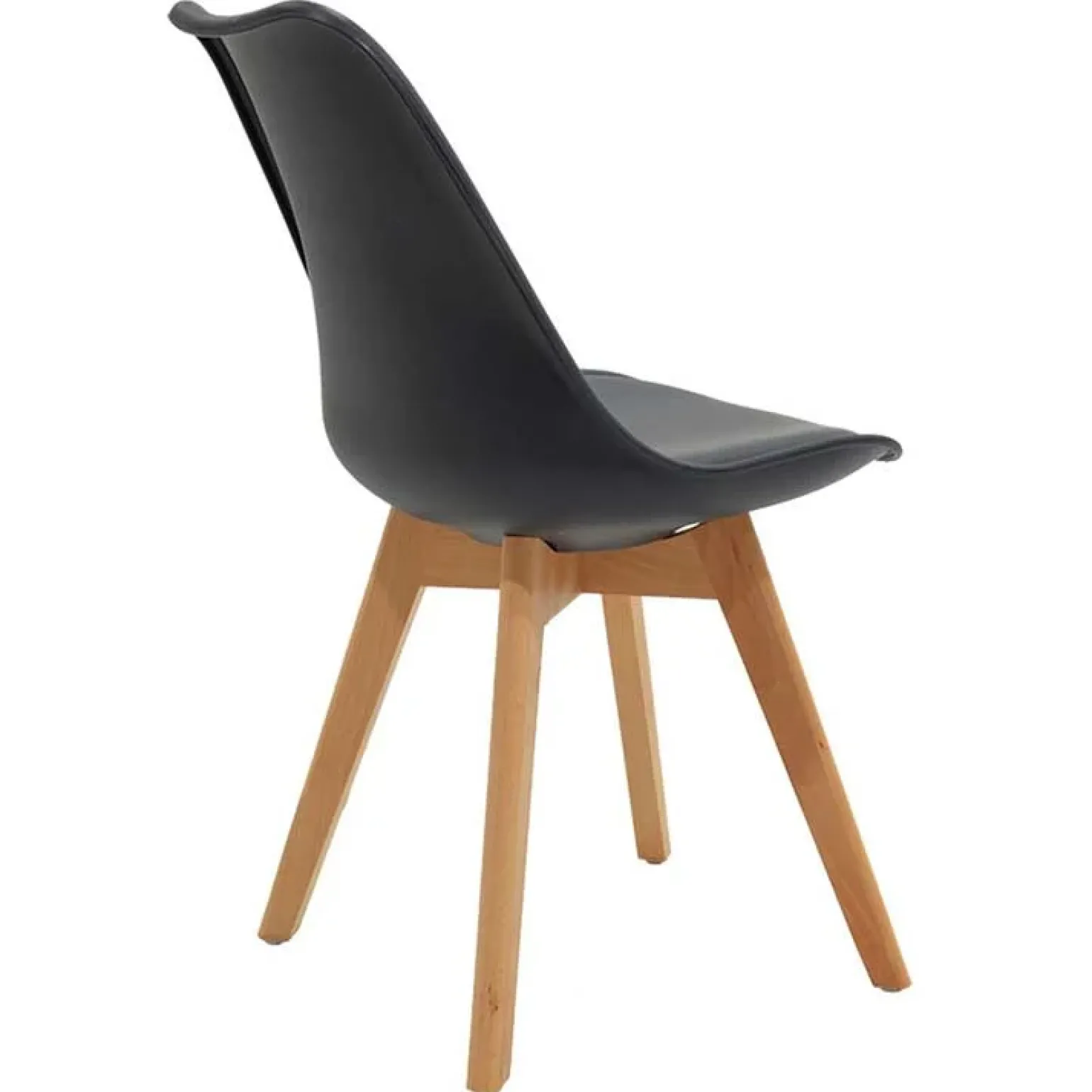 Sedia da pranzo stile scandinavo imbottita nero gambe legno Riccia
