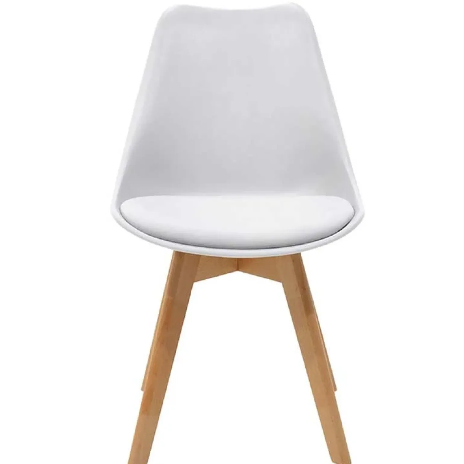 Sedia da pranzo stile scandinavo imbottita bianca gambe legno Riccia