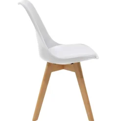 Sedia da pranzo stile scandinavo imbottita bianca gambe legno Riccia