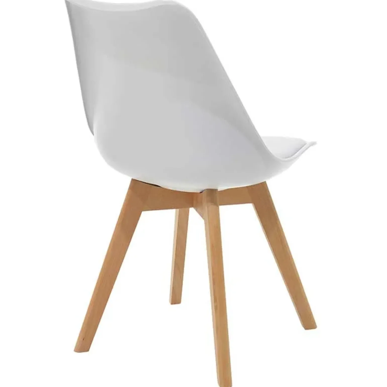 Sedia da pranzo stile scandinavo imbottita bianca gambe legno Riccia